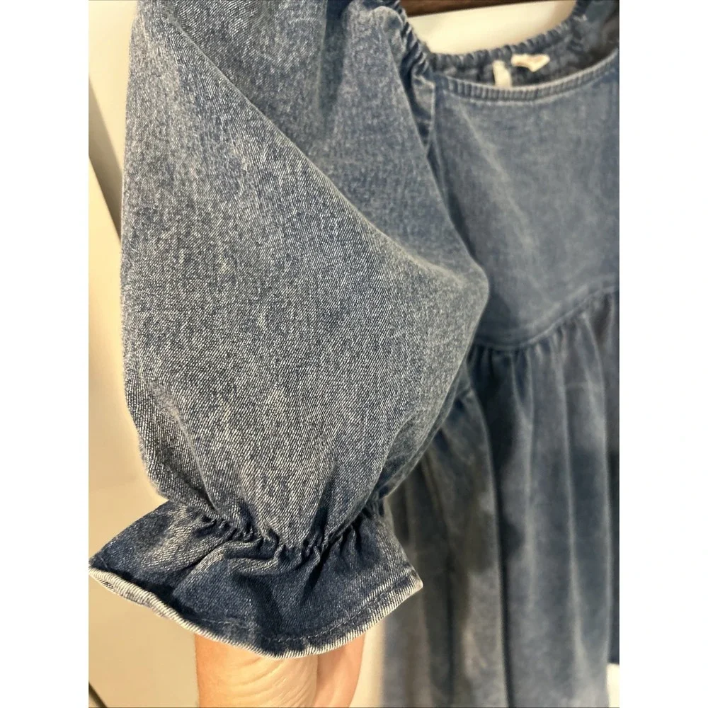Washed Denim Short Sleeve Dress Girls Size 10 Dillards Evolutionary Summer - Picture 5 of 10